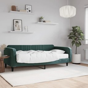 3197048 vidaXL Pat de zi cu saltea, verde închis, 100x200 cm, catifea