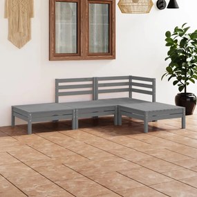 3082619 vidaXL Set mobilier de grădină, 4 piese, gri, lemn masiv de pin