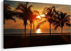 Tablou cu palmier în apus de soare (90x60 cm)