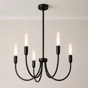 Candelabru cu 5 brate AUGUSTINE negru/alb