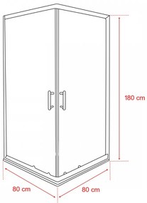 Cabină de duș pătrată Spirit BAMBOO 80x80, fără cădiță de duș