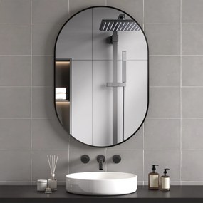 HOMCOM Oglindă pentru Baie cu Ramă din Aluminiu, 40x70 cm, Negru | Aosom Romania