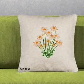 Perna Decorativa Margarete Camp, 40x40 cm, Bej Canapea, Husa Detasabila, Perna Inclusa, BEKZ®