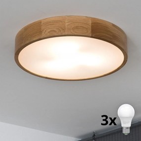 Brilagi - Plafonieră LED CARVALHO 3xE27/15W/230V, stejar, Ø 47,5 cm