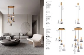 Plafoniera cu 5 spoturi LED, Metal, Sticla, Fumuriu, Voi