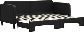vidaXL Pat de zi cu extensie, negru, 80x200 cm, textil