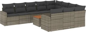 vidaXL Set canapele de grădină cu perne, 11 piese, gri, poliratan