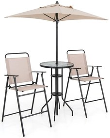 Set de bar pentru exterior, 4 piese, cu umbrelă