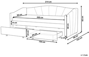 Pat de o persoană 200 x 90 cm Vitto (roz) (cu somieră și sp. depozitare). 1076505