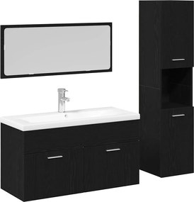 vidaXL Set de mobilier pentru baie 4 pcs Stejar Negru Lemn compozit