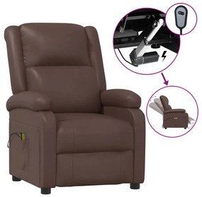 3073714 vidaXL Fotoliu de masaj electric, maro, piele ecologică