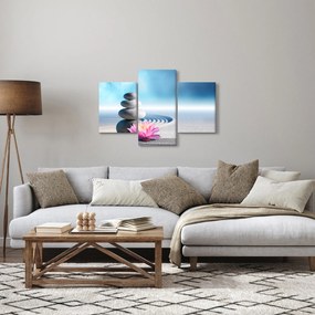 Tablou cu nisip, crin și pietrele spa (90x60 cm)