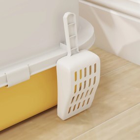 PawHut Casa de toaletă pentru pisici cutie de nisip închisă pentru pisici mâner de transport ușă transparentă 40,5 x 52 x 39 cm galben | Aosom Romania