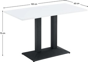 Masă de sufragerie bistro, alb/negru, 120x60 cm, RINALDO TYP 2