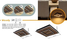 Plafoniera LED riflaj MDF cu efect de lemn WOODY 45x45cm