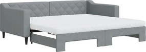 vidaXL Pat de zi cu extensie și saltele, gri deschis 90x190 cm textil