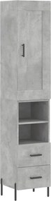 vidaXL Dulap înalt, gri beton, 34,5x34x180 cm, lemn prelucrat