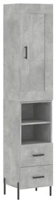 3200269 vidaXL Dulap înalt, gri beton, 34,5x34x180 cm, lemn prelucrat