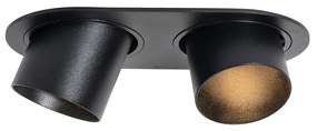 Set de 6 spoturi încastrate negre GU10 50mm cu 2 lumini - Installa