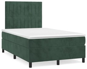 3270010 vidaXL Pat box spring cu saltea, verde închis, 120x190 cm, catifea