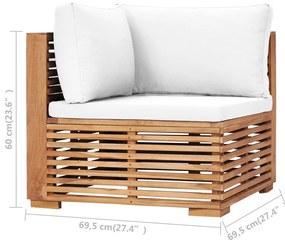Set mobilier de gradina cu perne, 4 piese, lemn masiv de tec Crem, 4