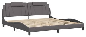 3208120 vidaXL Cadru de pat cu tăblie, gri, 200x200 cm, piele ecologică
