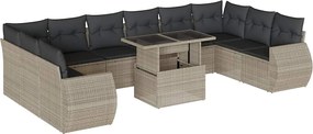 vidaXL Set canapele de grădină cu perne, 11 piese, gri, poliratan