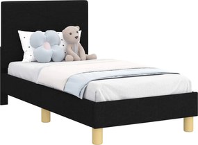 vidaXL Cadru de pat pentru copii cu spătar Negru 70 x 140 cm țesătură