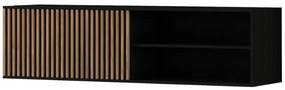 Comoda TV suspendata MEORATI 150x40 cm, negru/stejar artisan