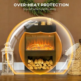 HOMCOM Șemineu electric cu efect de flacără colorată, 1000W/2000W și telecomandă | Aosom Romania