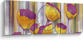 Tablou - Ilustrațir cu flori (cu ceas) (90x30 cm)