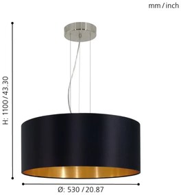 Lustră pe cablu Eglo 31605 MASERLO 3xE27/60W/230V