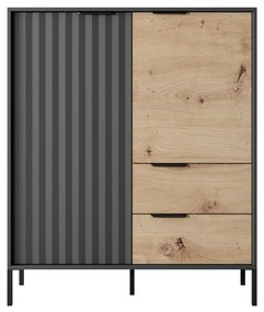 Comodă Rastafa 2D2S (Stejar artisan + Negru). 1071378