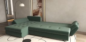 Colțar extensibil dumonde cu ladă de depozitare si sezut confortabil din spuma high-density, Loana XL Ambience Verde II 335x185 cm