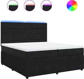 vidaXL Pat box spring cu saltea, negru, 200x200 cm, catifea