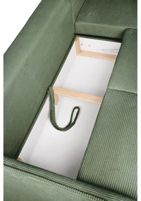 Colțar verde deschis extensibil cu tapițerie din catifea reiată (cu colț pe partea dreaptă) Tori – Bonami Selection