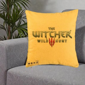 Perna Personalizata The Witcher 3 Wild Hunt, 40x40 cm, Galben, Husa Detasabila, Perna Inclusa, BEKZ®