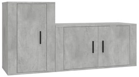 vidaXL Set dulap TV, 2 piese, gri beton, lemn prelucrat