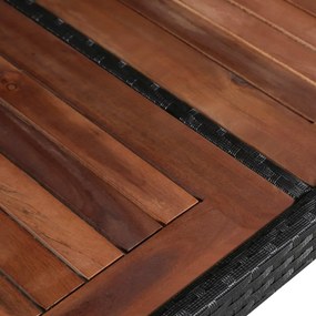Masa gradina, 240x90x74 cm, poliratan si lemn masiv de acacia 1, Maro si negru