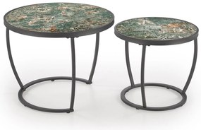 Set 2 buc. măsuțe de cafea Inesz (marmură verde + negru). 1092447