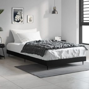 vidaXL Cadru de pat, negru, 90x190 cm, lemn prelucrat