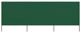 vidaXL Paravan anti-vânt cu 3 panouri, verde, 400 x 160 cm, textil