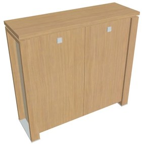Dulap mediu Verno+ S 140 x 46 x 130 cm, stejar deschis / vanilie