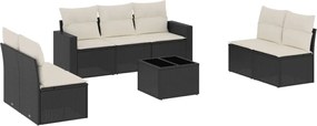 vidaXL Set mobilier de grădină cu perne, 8 piese, negru, poliratan