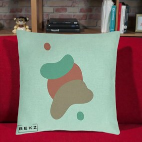 Perna Decorativa Abstract Forme Fluide Coral, 40x40 cm, Verde Menta, Husa Detasabila, Perna Inclusa, BEKZ®