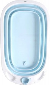 Cadita pliabila cu stender pentru bebelusi si copii NOVOKIDS™ Folding Bath Tub, baita bebe, ergonomica, 81x45x22 cm, supapa scurgere, Albastru