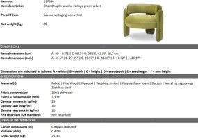 Scaun modern design LUX Chaplin, Savona vintage green