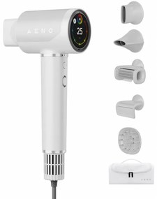 Uscător de păr cu motor fără perii AI AENO HD5 AHD0005W, 1500W, 2 viteze, 3 trepte, 67 dB, Control vocal, Alb