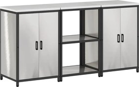 vidaXL Set de depozitare pentru bucătărie cu raft 3 pcs Argintiu