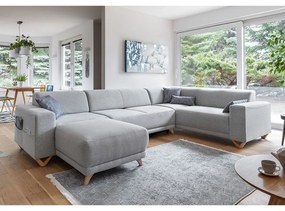 Colțar gri deschis extensibil/cu spațiu de depozitare (cu colț pe partea dreaptă/în formă de "U") Classy Sophie – Miuform